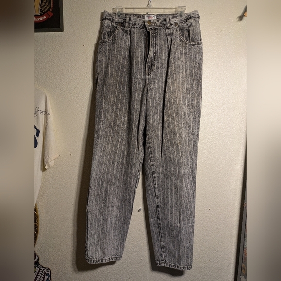 essential Sport Gray Striped High-Waisted Jeans Size 16 Pre-owned - Picture 1 of 8